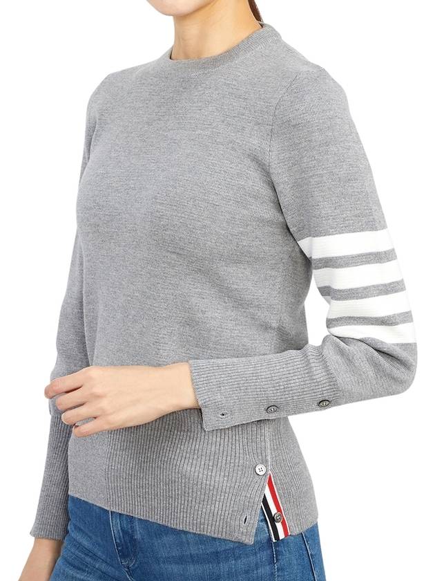 4-Bar Milano Stitch Crew Neck Knit Top Light Grey - THOM BROWNE - BALAAN 6