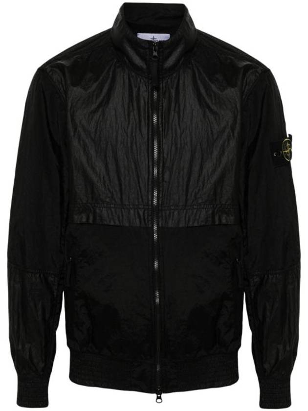 Logo Patch Recycled Nylon Track Jacket Black - STONE ISLAND - BALAAN 2