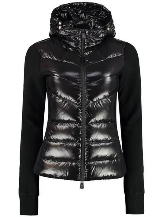 Zipper Knit Hooded Padded Cardigan Black - MONCLER - BALAAN 2