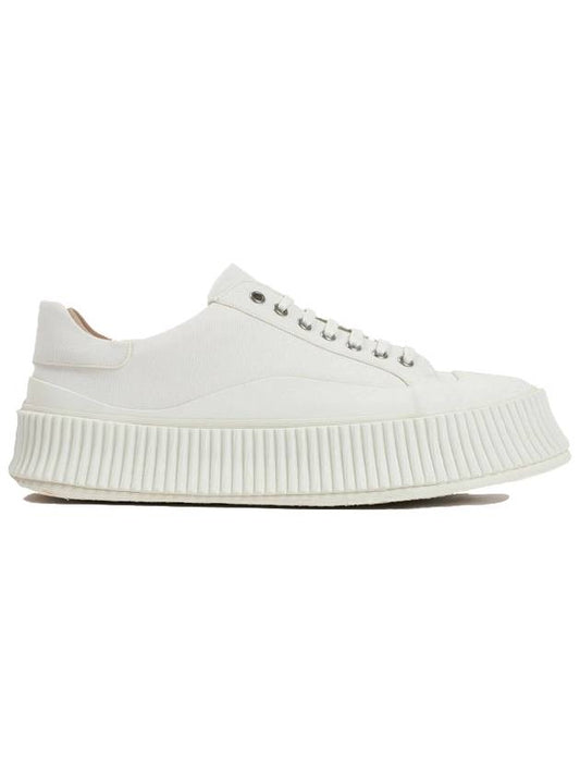 Cotton Fabric Platform Low Top Sneakers White - JIL SANDER - BALAAN 1