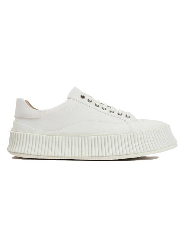 Cotton Fabric Platform Low Top Sneakers White - JIL SANDER - BALAAN 1