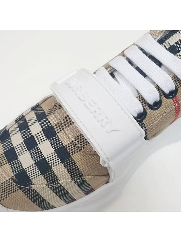 Vintage Check And Leather Sneakers White Archive Beige - BURBERRY - BALAAN 5