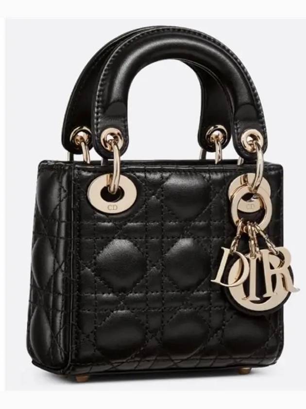 Micro Lady Cannage Lambskin Mini Bag Black - DIOR - BALAAN 3