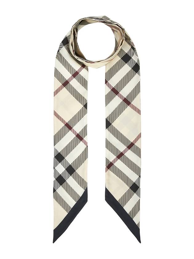 Skinny Check Silk Scarf Beige - BURBERRY - BALAAN 2