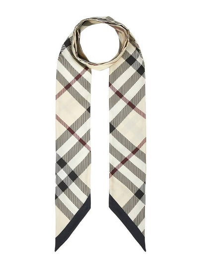 Skinny Check Silk Scarf Beige - BURBERRY - BALAAN 2