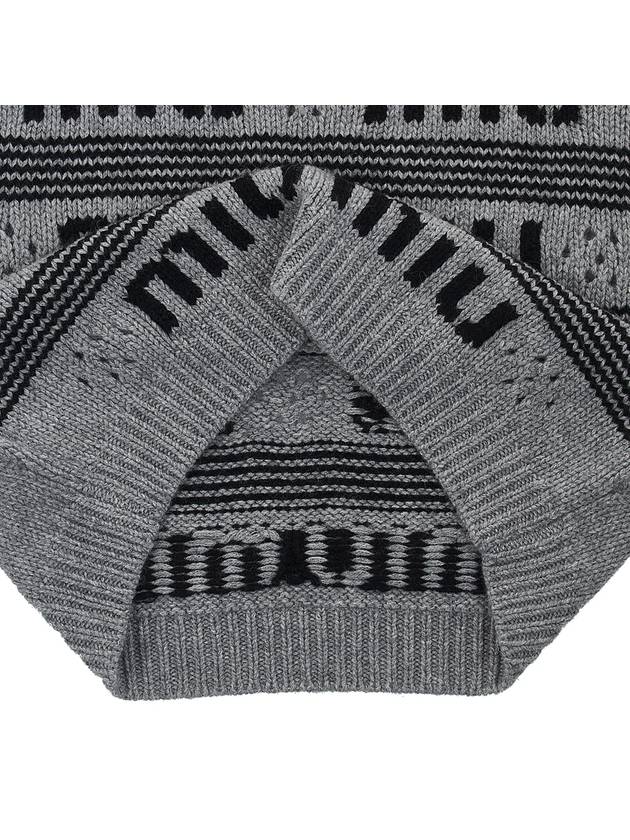 logo jacquard cashmere knit top gray - MIU MIU - BALAAN.