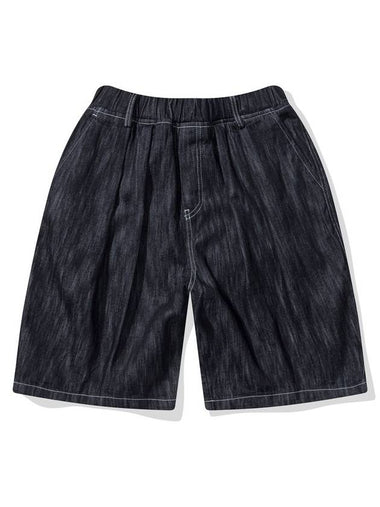 Two Tuck Vintage Slub Denim Shorts Black - CITYSTREET - BALAAN 1