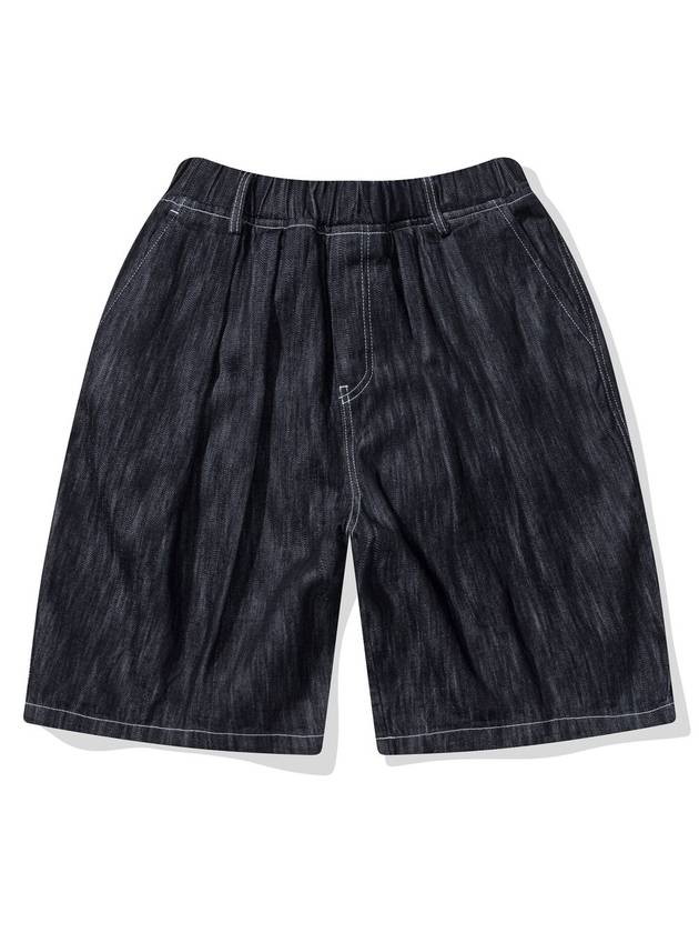 Two Tuck Vintage Slub Denim Shorts Black - CITYSTREET - BALAAN 2