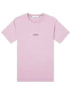 Men's Chest Logo Back Print Short Sleeve T-Shirt Pink - STONE ISLAND - BALAAN 3