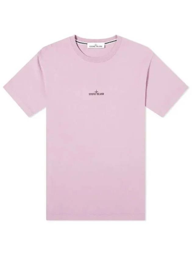 Men's Chest Logo Back Print Short Sleeve T-Shirt Pink - STONE ISLAND - BALAAN 3