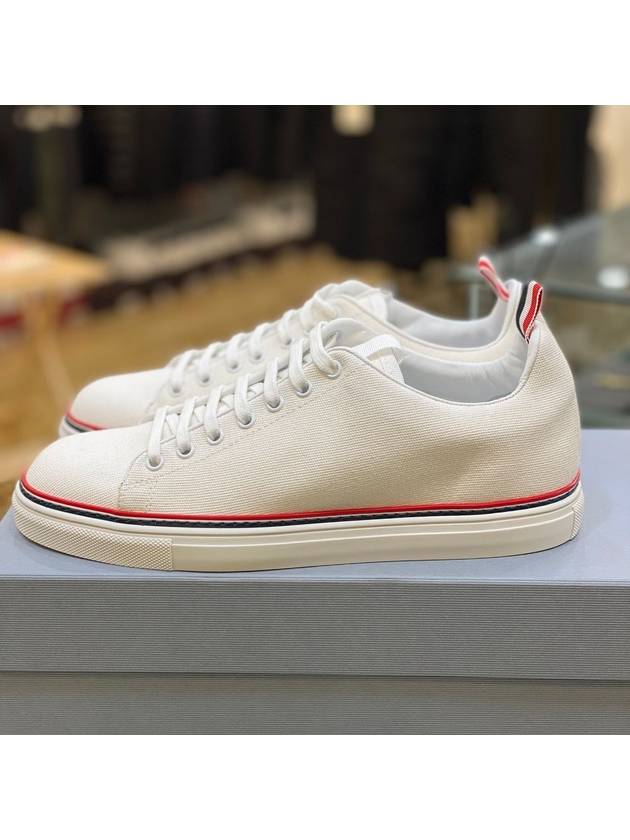 Men's Three Stripe Tab Tennis Low Top Sneakers White - THOM BROWNE - BALAAN 2