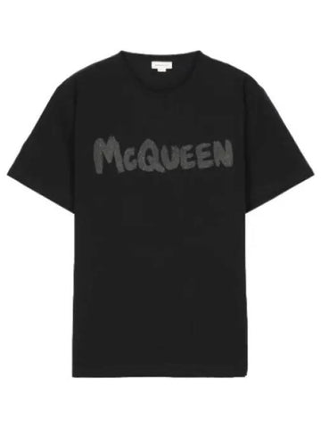 graffiti short sleeve t shirt black tee - ALEXANDER MCQUEEN - BALAAN 1