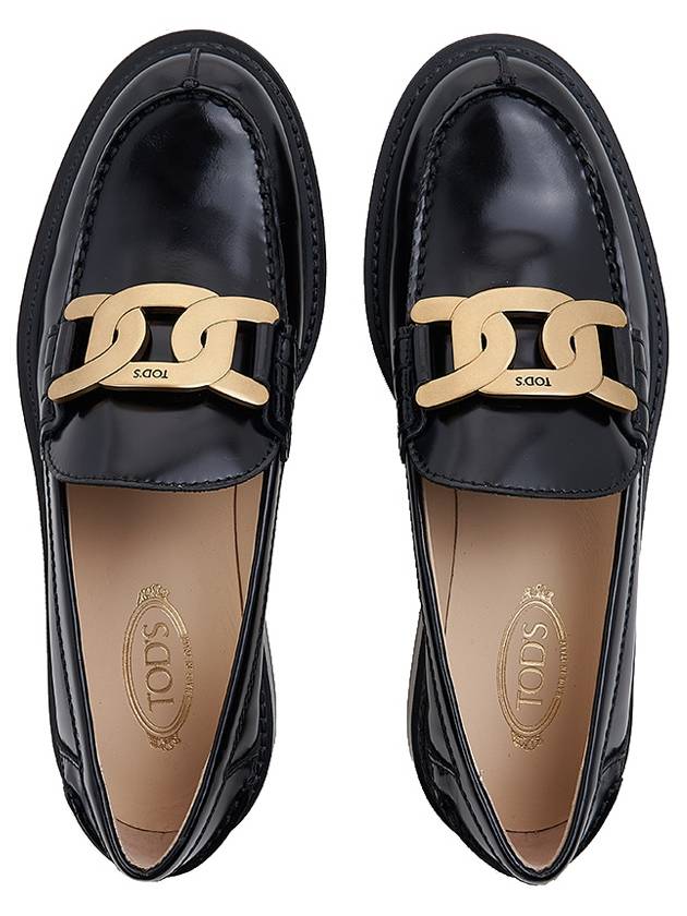 Brushed Leather Chain Loafers Black - TOD'S - BALAAN 7