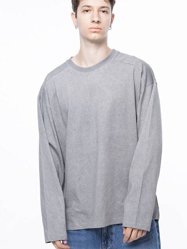 Men s M243TP03GR Pigment Slit Long Sleeve T Shirt Gray - CHANCE'S NOI - BALAAN 4