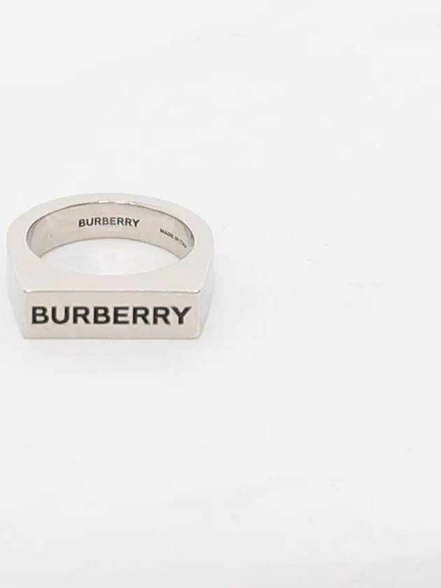 Engraved Palladium Plated Signet Ring Silver - BURBERRY - BALAAN 4