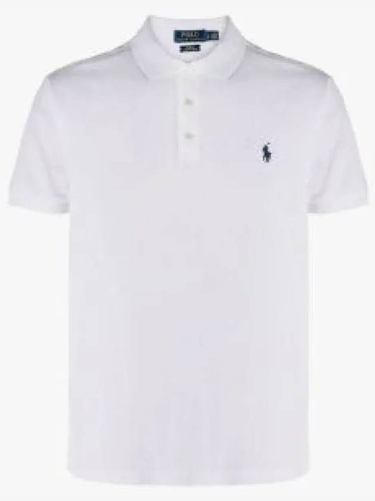 Men's Embroidery Navy Pony Short Sleeve Polo Shirt White - POLO RALPH LAUREN - BALAAN 2