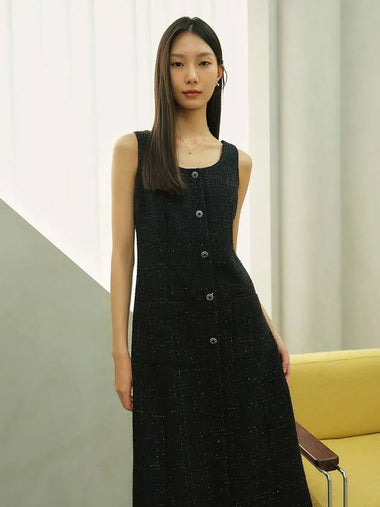 JANE U neck Sleeveless Tweed dress black - AME - BALAAN 1