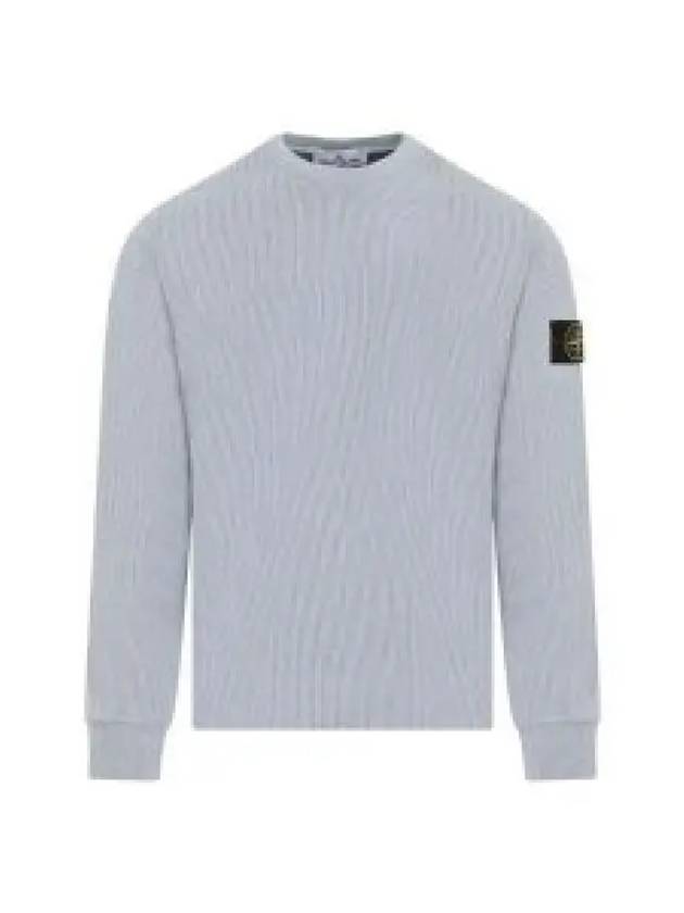 Compass Badge Crew Neck Ribbed Cotton Knit Top Sky Blue - STONE ISLAND - BALAAN 2