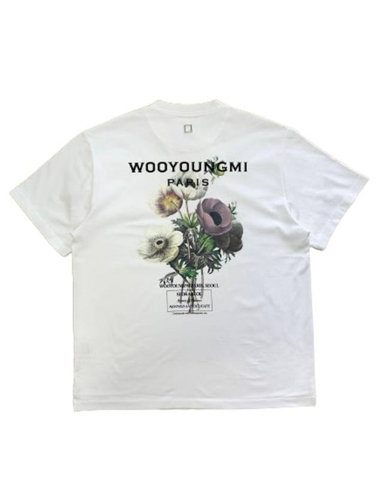 Flower Print Back Logo T-Shirt White - WOOYOUNGMI - BALAAN 2