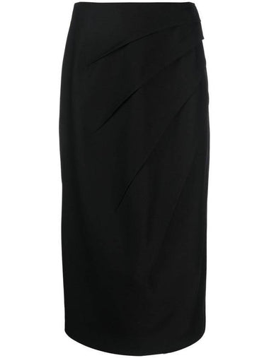 Women's Draping Wool H-Line Skirt Black - GUCCI - BALAAN 1