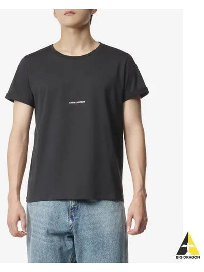 Men's Small Logo Short Sleeve T-Shirt Black - SAINT LAURENT - BALAAN 2