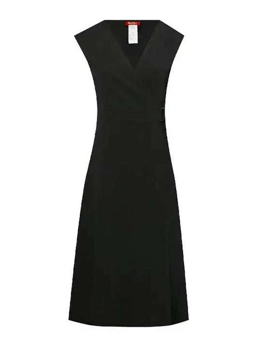 Women's Frizzo V-Neck Midi Dress Black - MAX MARA - BALAAN 1