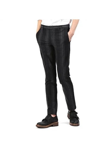 Men's Striped Wool Skinny Pants Black - PT01 - BALAAN 1