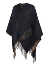 Check Reversible Wool Cape Black - BURBERRY - BALAAN 3