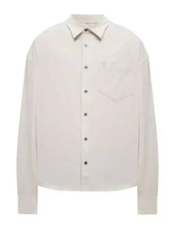 De Coeur Boxy Fit Long Sleeve Shirt Beige - AMI - BALAAN 1