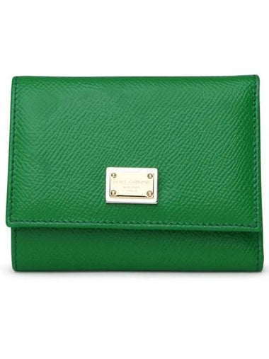 Dauphine Brand Tag Calfskin Halfwallet Green - DOLCE&GABBANA - BALAAN 1