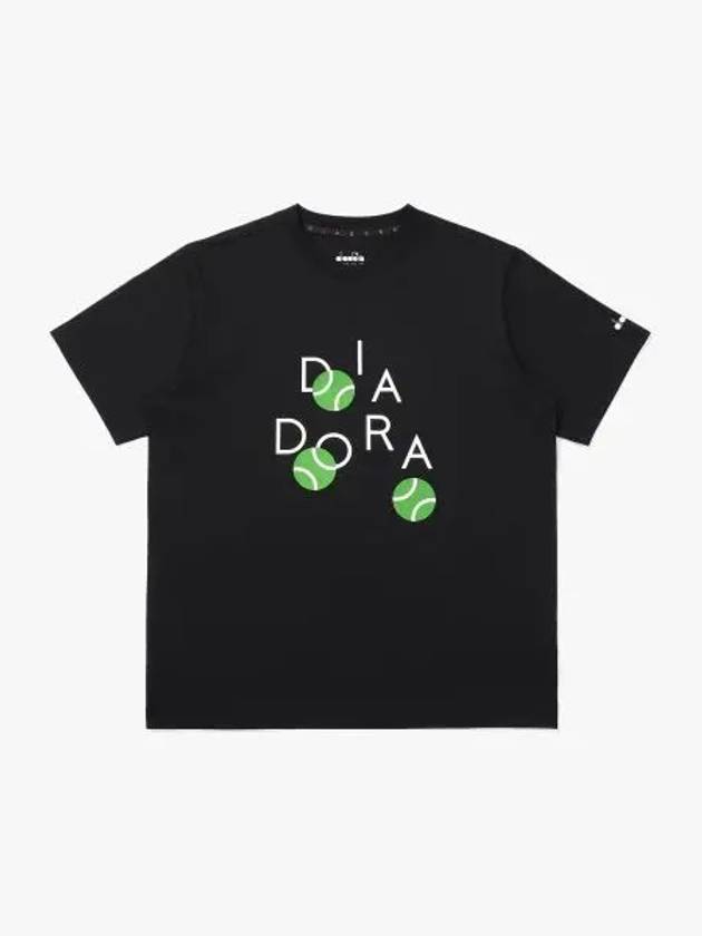 Diadora AIRTEX Tennis Ball Graphic Short Sleeve T Shirt BLACK - DIADORA - BALAAN 1