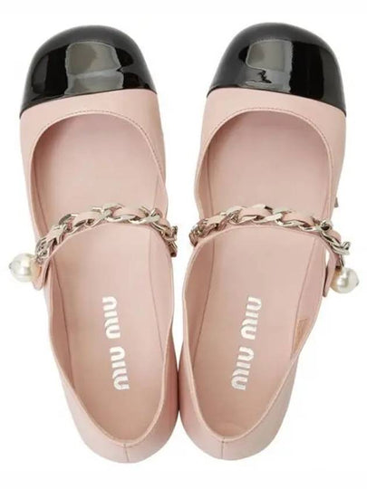 Women's Leather Ballerina Flats Pink - MIU MIU - BALAAN 2