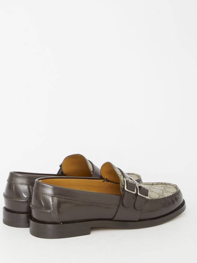 Leather GG Fabric Insert Loafers Dark Brown - GUCCI - BALAAN 4