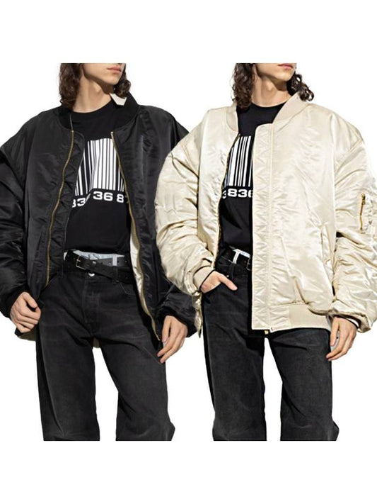 Men's Double Zipper Bomber Jacket Black - VETEMENTS - BALAAN.