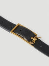 Monogram Logo Plaque Buckle Fastening Leather Belt Black - SAINT LAURENT - BALAAN 3