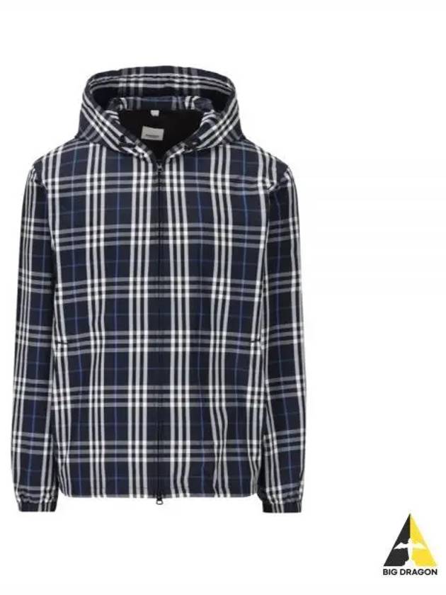 Check Polyamide Hooded Jacket Navy - BURBERRY - BALAAN 2