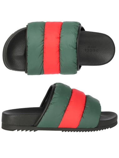 Web Padded Slide Sandals Red Green - GUCCI - BALAAN 1