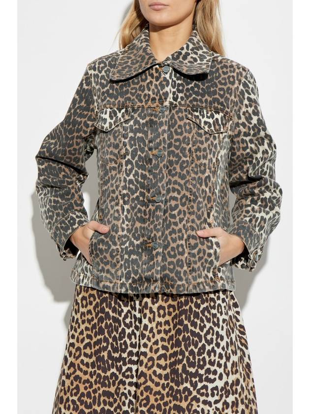 Ganni Denim Jacket With Animal Print, Women's, Beige - GANNI - BALAAN 3