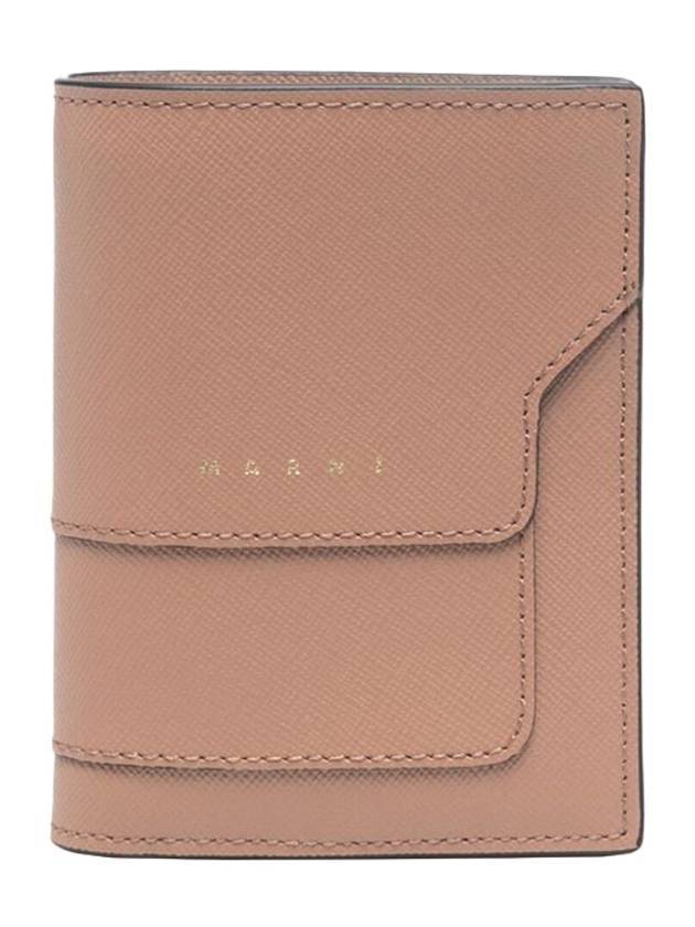 Saffiano Bifold Half Wallet Pink Beige - MARNI - BALAAN.