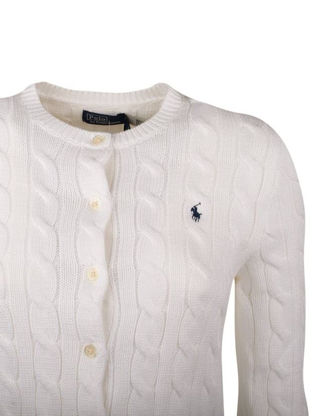 Ralph Lauren Plaited Cotton Crew Neck Cardigan White - RALPH LAUREN - BALAAN 3