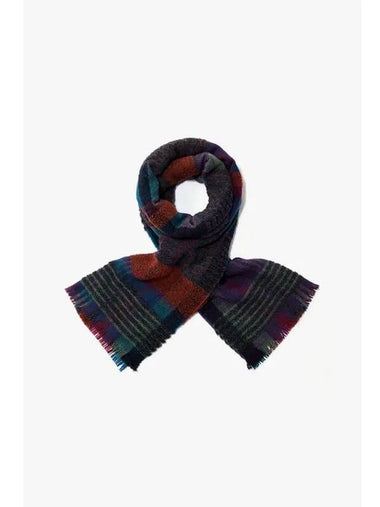 Check pattern boucle wool scarf purple - PAUL SMITH - BALAAN 1