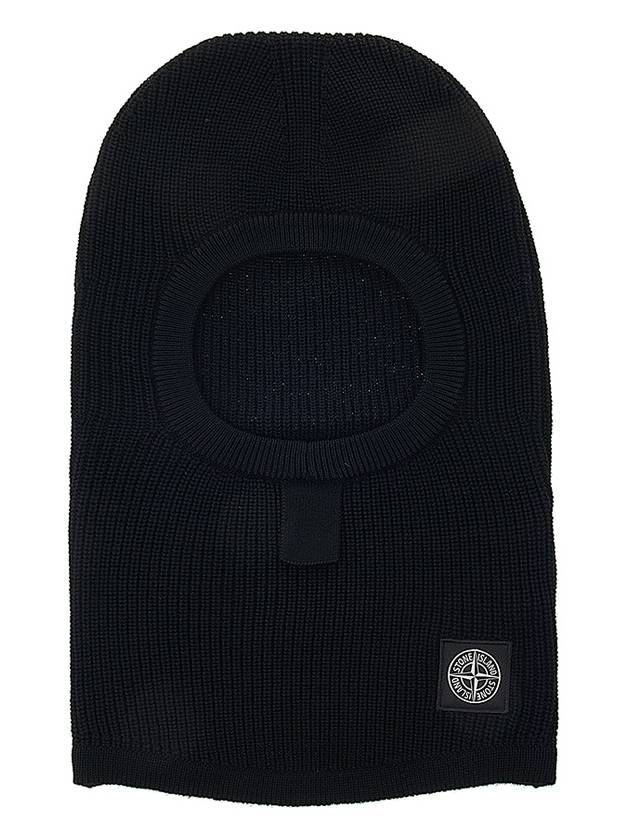 Logo Patch Wool Balaclava Black - STONE ISLAND - BALAAN 11