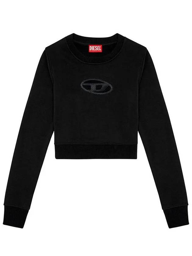 F Slimmy Cutout Logo Crop Sweatshirt Black - DIESEL - BALAAN 2