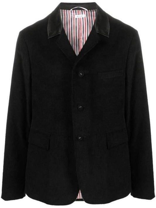 Men's Corduroy Button Up Cutaway Blazer Jacket Black - THOM BROWNE - BALAAN 1