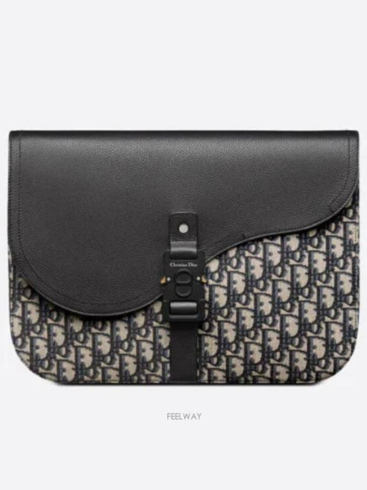 Oblique Saddle A4 Pouch Bag Black - DIOR - BALAAN 2