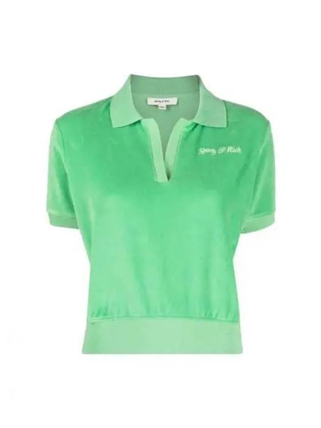 Italic Embroidered Logo Cotton Polo Shirt Verde - SPORTY & RICH - BALAAN 2