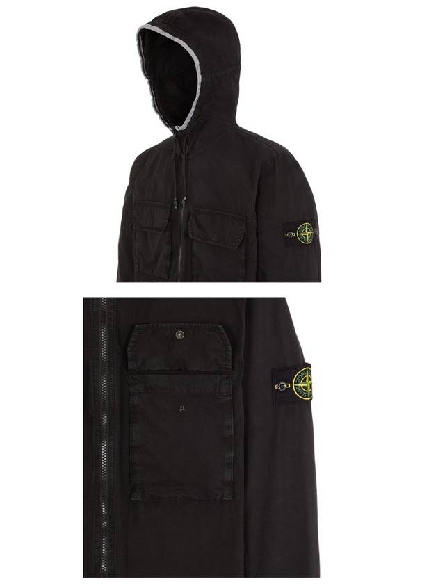 Wappen Patch Old Treatment Hooded Zip Up Black - STONE ISLAND - BALAAN 6