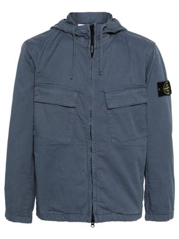 Cotton Twill Stretch Hooded Jacket Avio Blue - STONE ISLAND - BALAAN 2