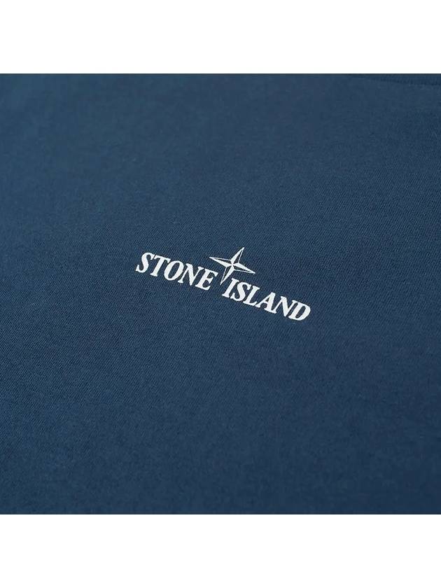 Men's Chest Logo Back Print Short Sleeve T-Shirt Navy - STONE ISLAND - BALAAN 3