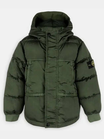 Stone Kids Waffen Patch Hooded Down Padded Jacket Khaki 771640735 V0058 271503 1101489 - MONCLER - BALAAN 1